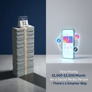 Side-by-side cost comparison of hiring a social media employee versus WideNet's $97/month automation system